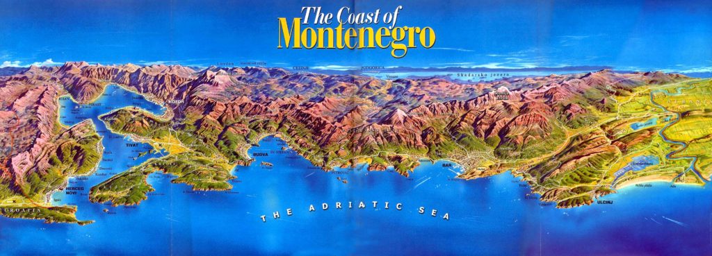 Mapa del relieve de la Costa de Montenegro