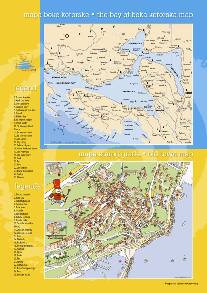 Mapa turístico del centro de Herceg Novi