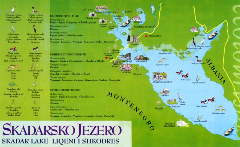 Mapa del lago Skadar